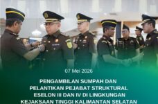 Kajati Kalsel Melantik dan Mengambil Sumpah Pejabat Struktural Eselon III dan IV 